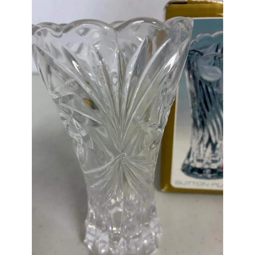 Anna Hutte Sutton Place Lead Crystal Bud Vase 6.25 Inch West Germany Clear Boxed